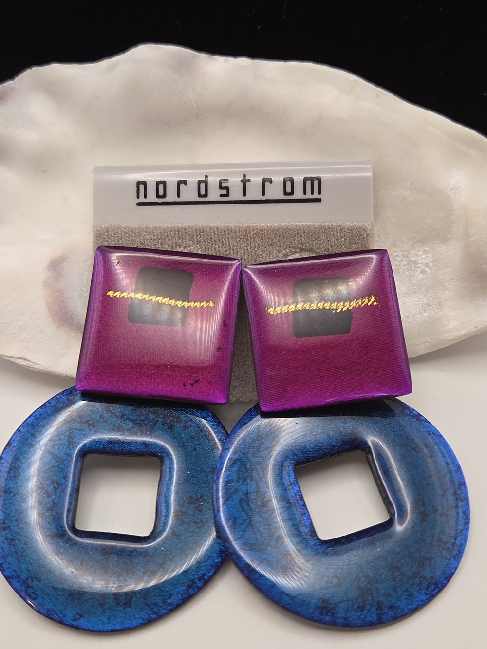 Vintage 80s Nordstrom Bold Geometric Clip-On Statement Earrings Retro Neo-Geo
